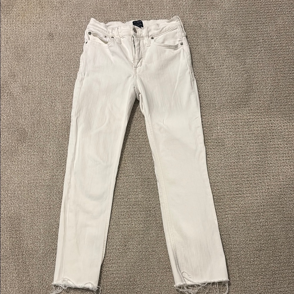 J. Crew White Ankle Cropped Jeans with Modern Raw Hem